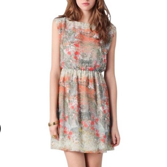 Alice + Olivia Floral Printed Mini Dress in Multicolor Silk Water colours - Picture 2 of 16